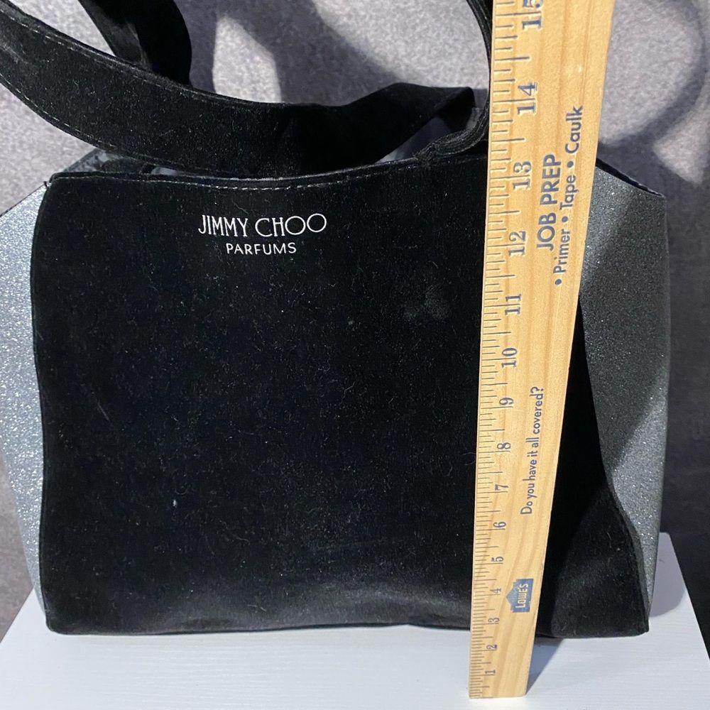 Authentic Jimmy Choo Black Velvet & Silver Glitter Tote – Luxury Overnight Bag - Picture 2 of 8